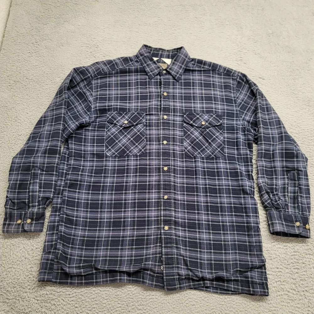 Wrangler Shirt‎ Mens Large Blue Plaid Thermal Lined Heavy Expeditions Outdoors